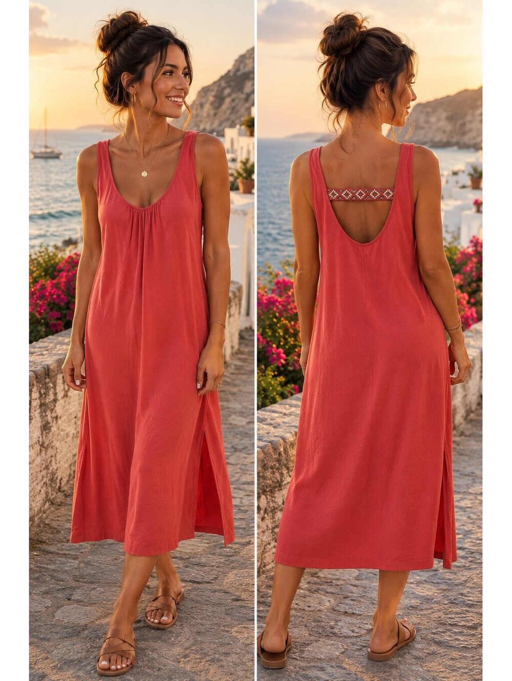 Charming charlie sleeveless tank dress in coral